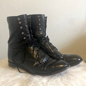Justin lace up boots leather sole size 9 1/2